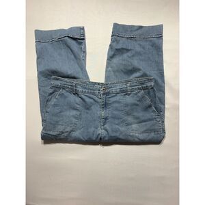 Chico's Light Wash Wide Leg Jeans with Front Patch Pockets